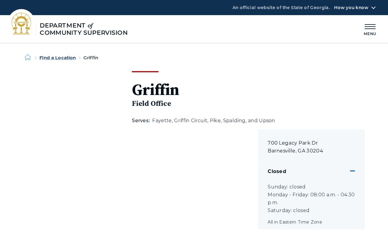 Spalding County parole and probation DCS office listing